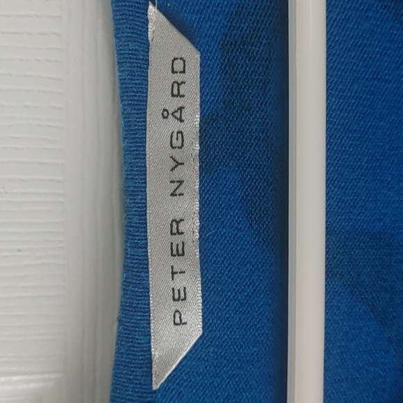 Stunning Blue Sweater w/Black Floral & Beaded Tunic Women's Sz Sm Or Slim Med - Picture 2 of 8